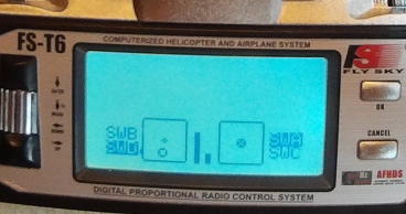 FS-T6 showing the stick, pot and switch positions.
