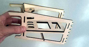 Part assembled laser cut plywood fuselage