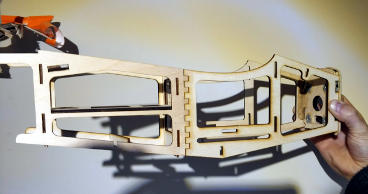 Assembled laser cut plywood fuselage