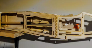 Assembled laser cut plywood fuselage