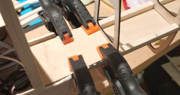 Pieces of wood clamped together